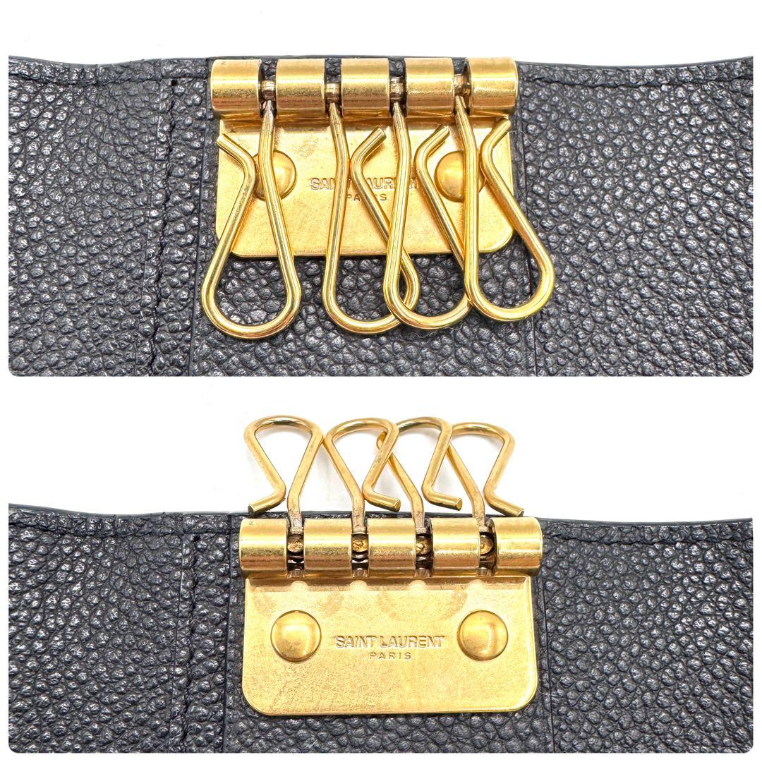 未使用級✨サンローラン　4連　キーケース　カサンドラロゴ　YSL　レザー　黒