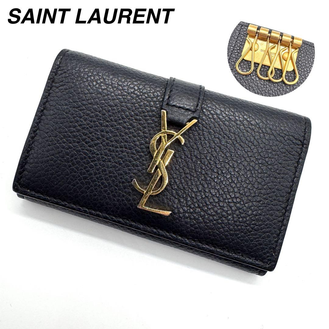 未使用級✨サンローラン　4連　キーケース　カサンドラロゴ　YSL　レザー　黒