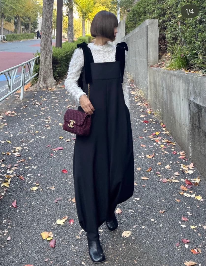 cygne リボンショルダーオールインワン Stelle GRAY 0サイズ