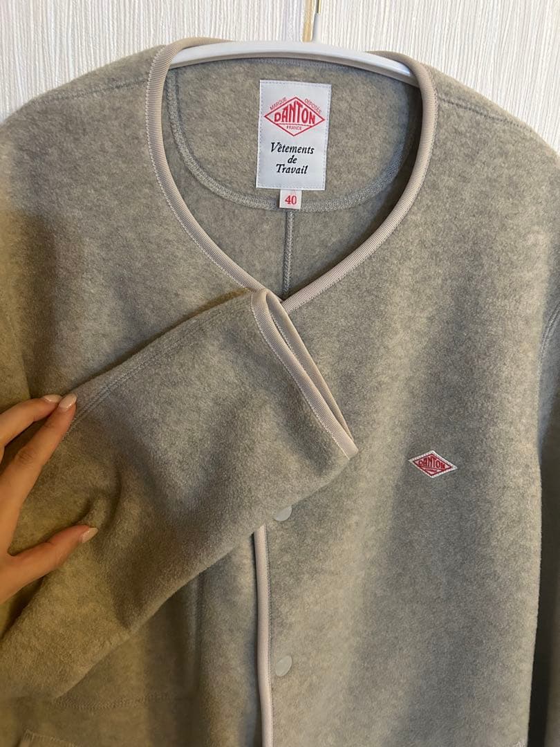 DANTON ダントン ウールモッサ ノーカラージャケット グレー 40