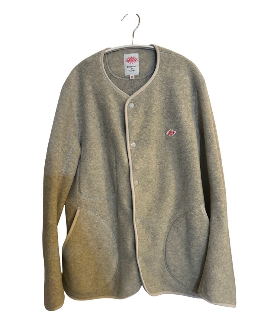 DANTON ダントン ウールモッサ ノーカラージャケット グレー 40