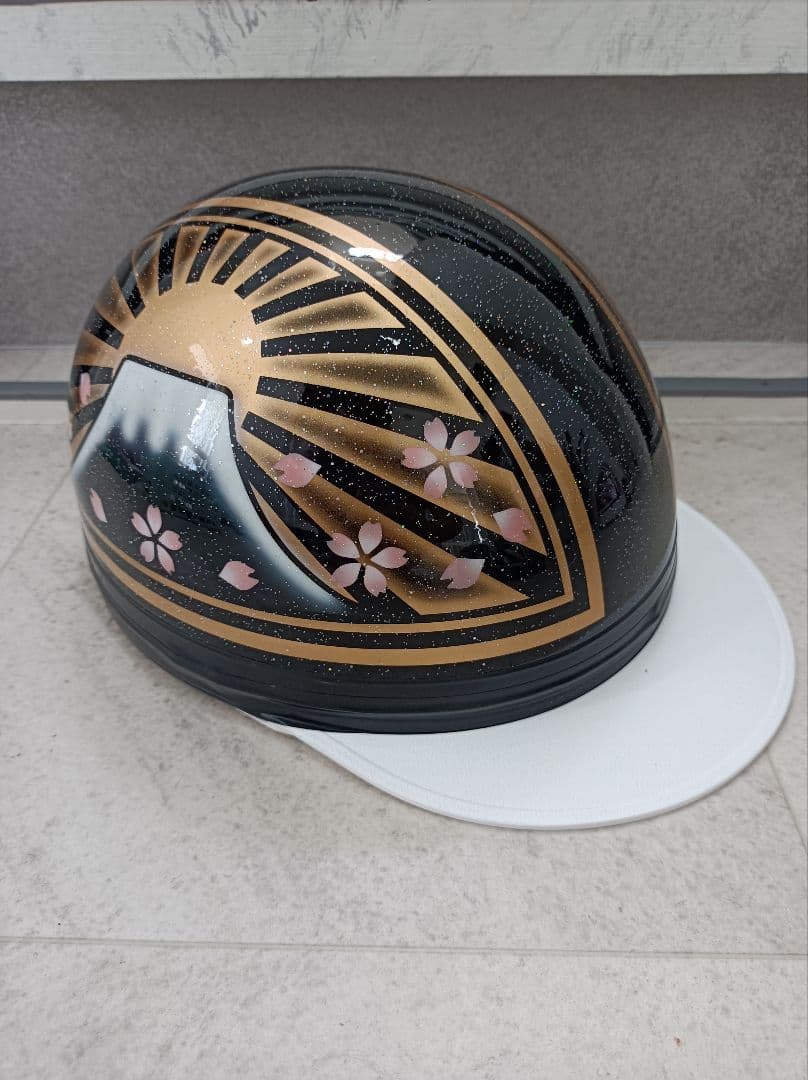 カスタムコルク半　黒金富士日章　桜花　七色ラメ