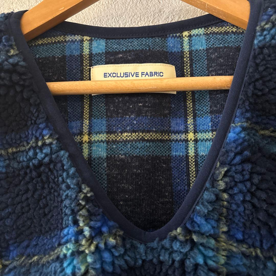 ビームスボーイ★ボーイジャカードボアプルオーバーベスト23FWブルーt2508