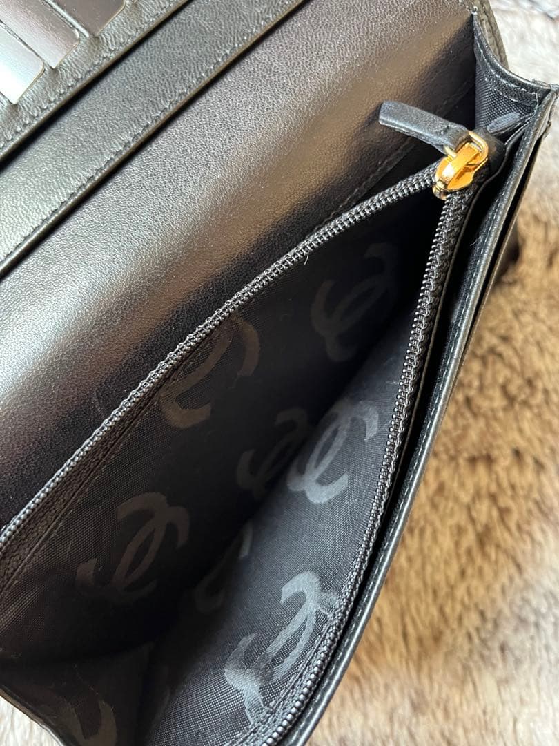 お値下げ/超美品　CHANEL キャビアスキン　長財布　ブラック