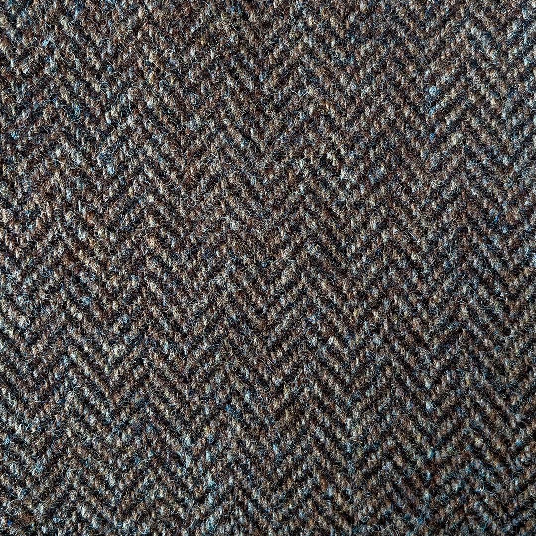 【美品】ハリスツイード テーラードジャケット 茶系ヘリンボーン ウール100％