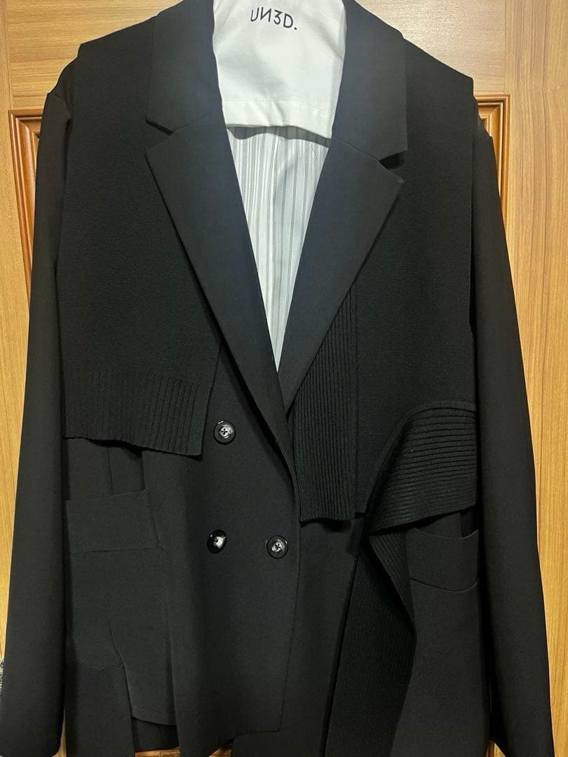 【suzu】UN3D. ニットドッキングジャケット(ブラック/ブラック)