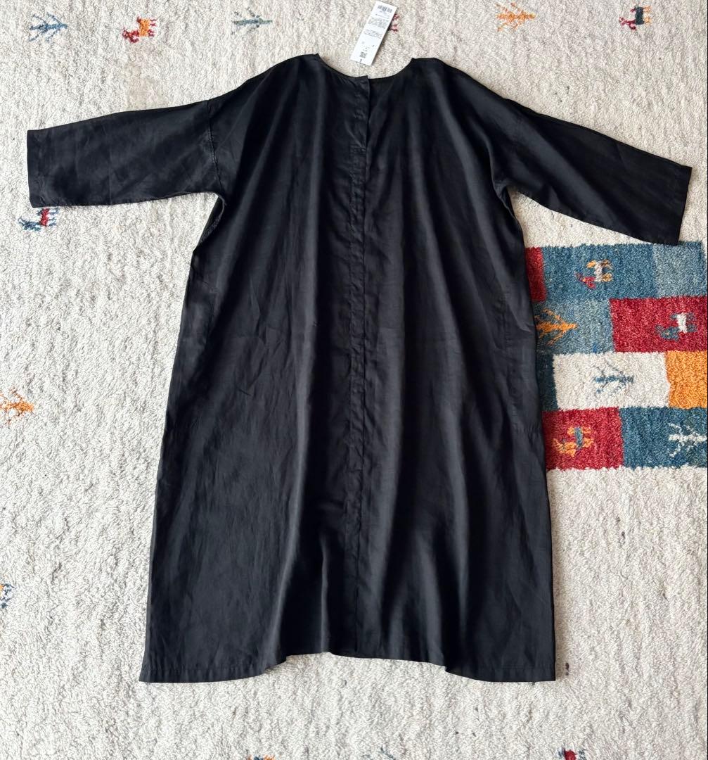 新品　MITTAN ミッタン　ラミーシルクワンピース　OP-13 黒　麻　絹