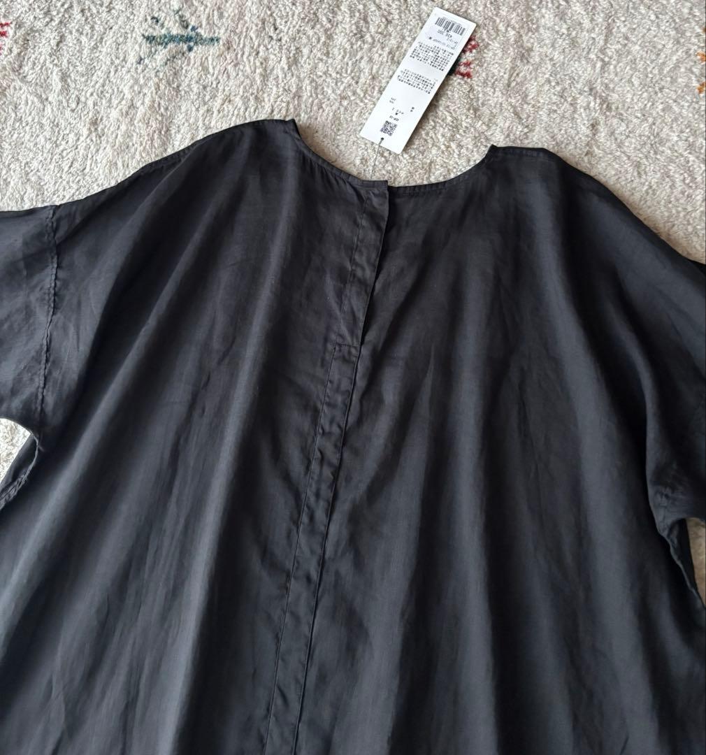 新品　MITTAN ミッタン　ラミーシルクワンピース　OP-13 黒　麻　絹