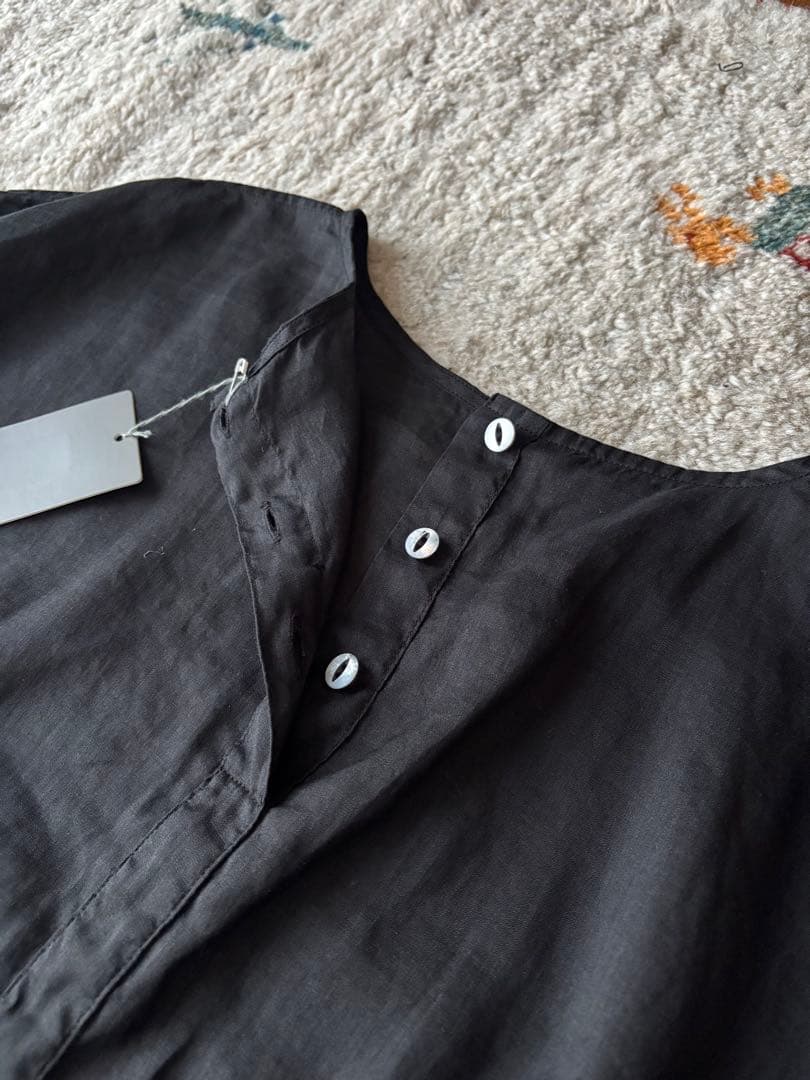 新品　MITTAN ミッタン　ラミーシルクワンピース　OP-13 黒　麻　絹