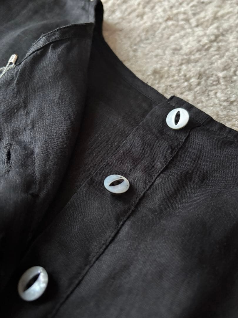 新品　MITTAN ミッタン　ラミーシルクワンピース　OP-13 黒　麻　絹