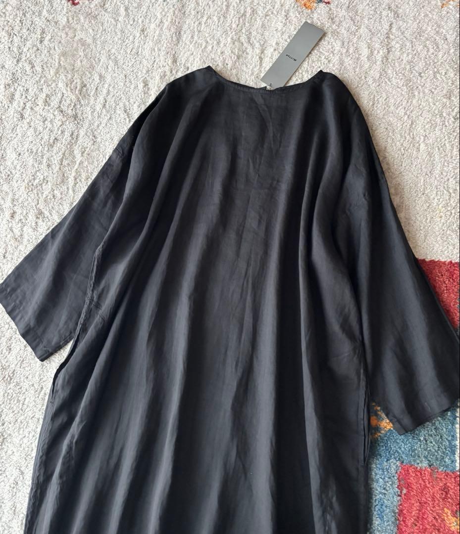 新品　MITTAN ミッタン　ラミーシルクワンピース　OP-13 黒　麻　絹