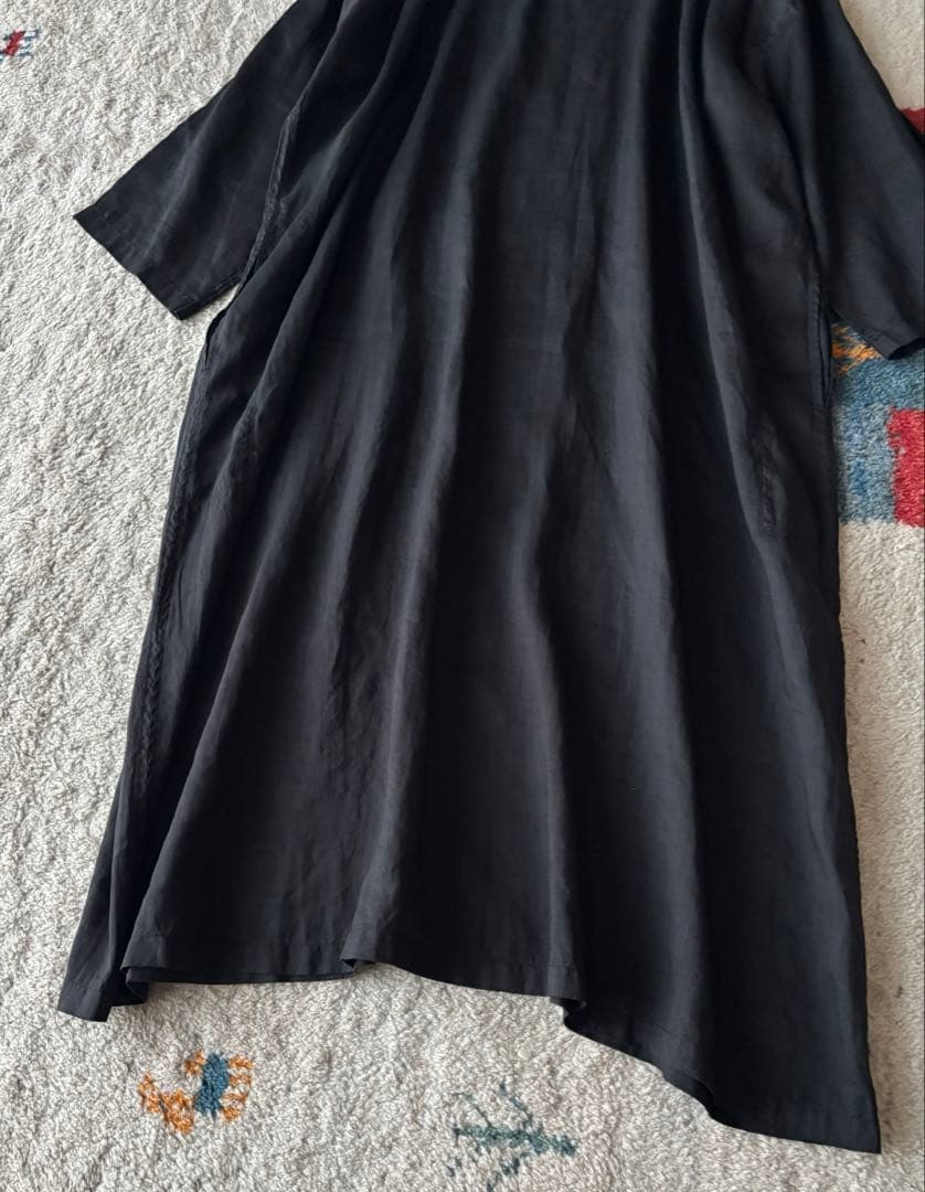 新品　MITTAN ミッタン　ラミーシルクワンピース　OP-13 黒　麻　絹