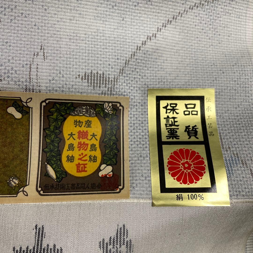 【新品】美術工芸品★大島紬★彫刻工芸士　故田谷野忠一作品　絹　品質保証票あり