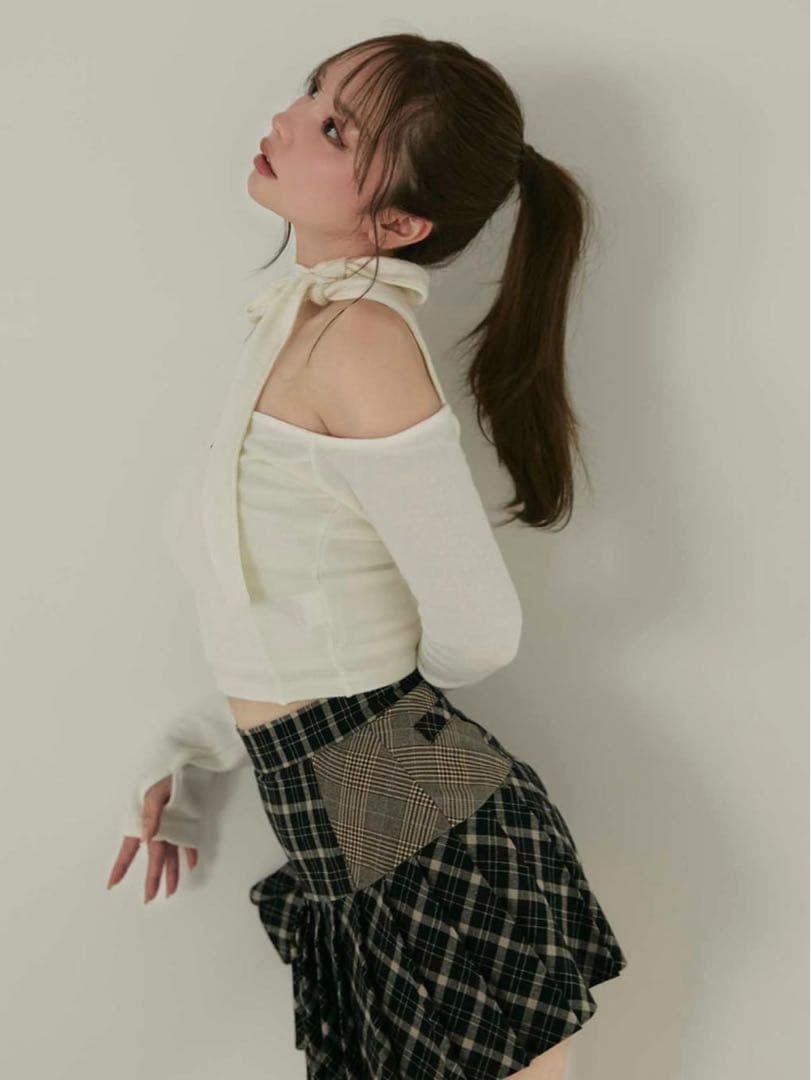 andmary Nana ribbon oneshoulder tops 美品