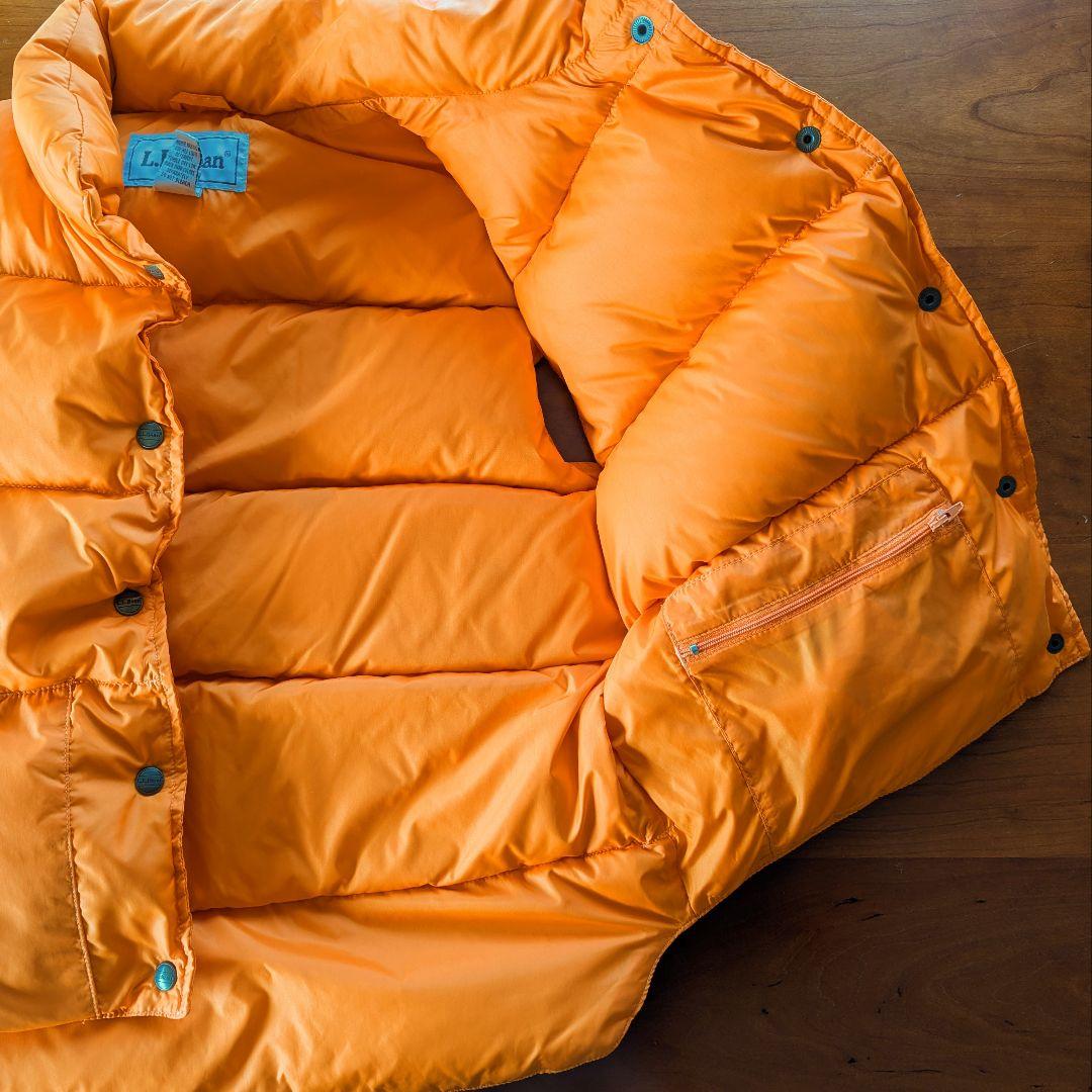 USED美品 L.L.Bean グースダウンベスト レディースM相当 オレンジ系