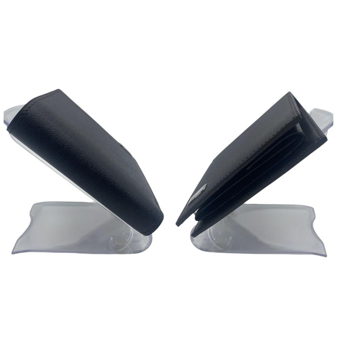 【未使用級】 ダンヒル dunhill 二つ折り財布 ロゴプレート ブラック