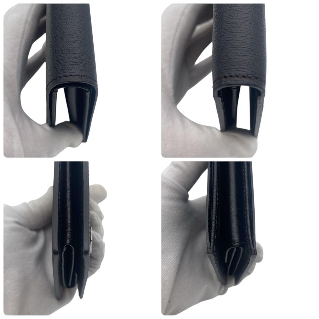 【未使用級】 ダンヒル dunhill 二つ折り財布 ロゴプレート ブラック