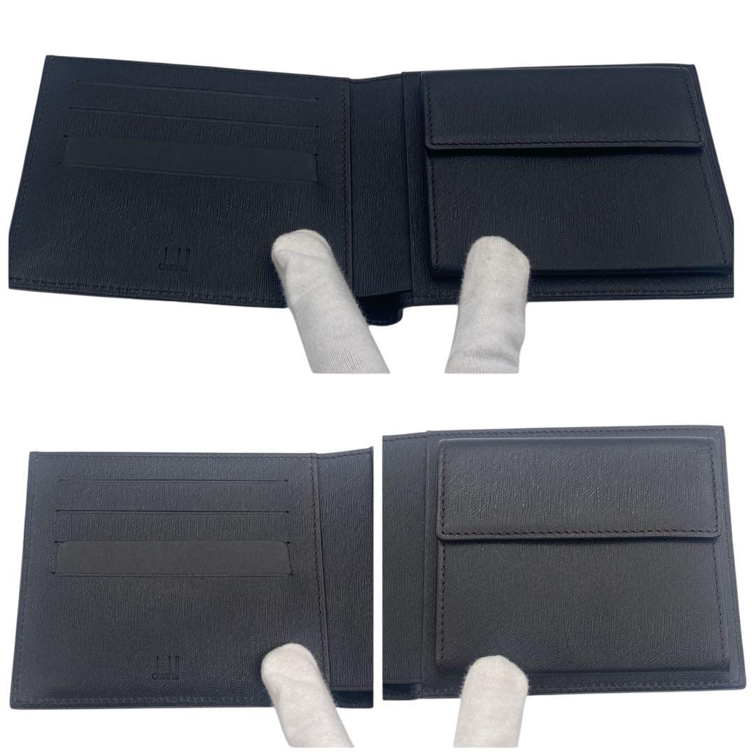 【未使用級】 ダンヒル dunhill 二つ折り財布 ロゴプレート ブラック