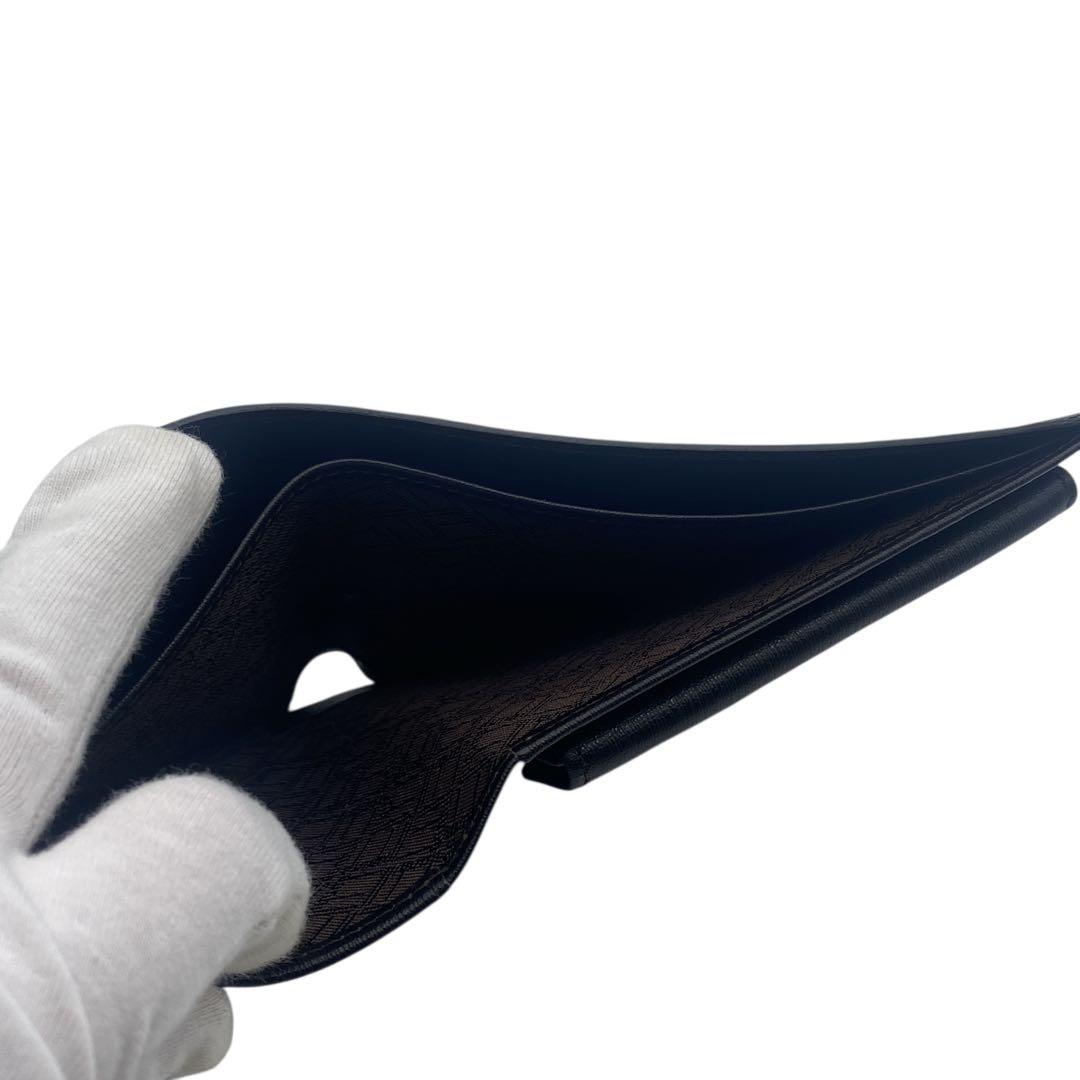 【未使用級】 ダンヒル dunhill 二つ折り財布 ロゴプレート ブラック