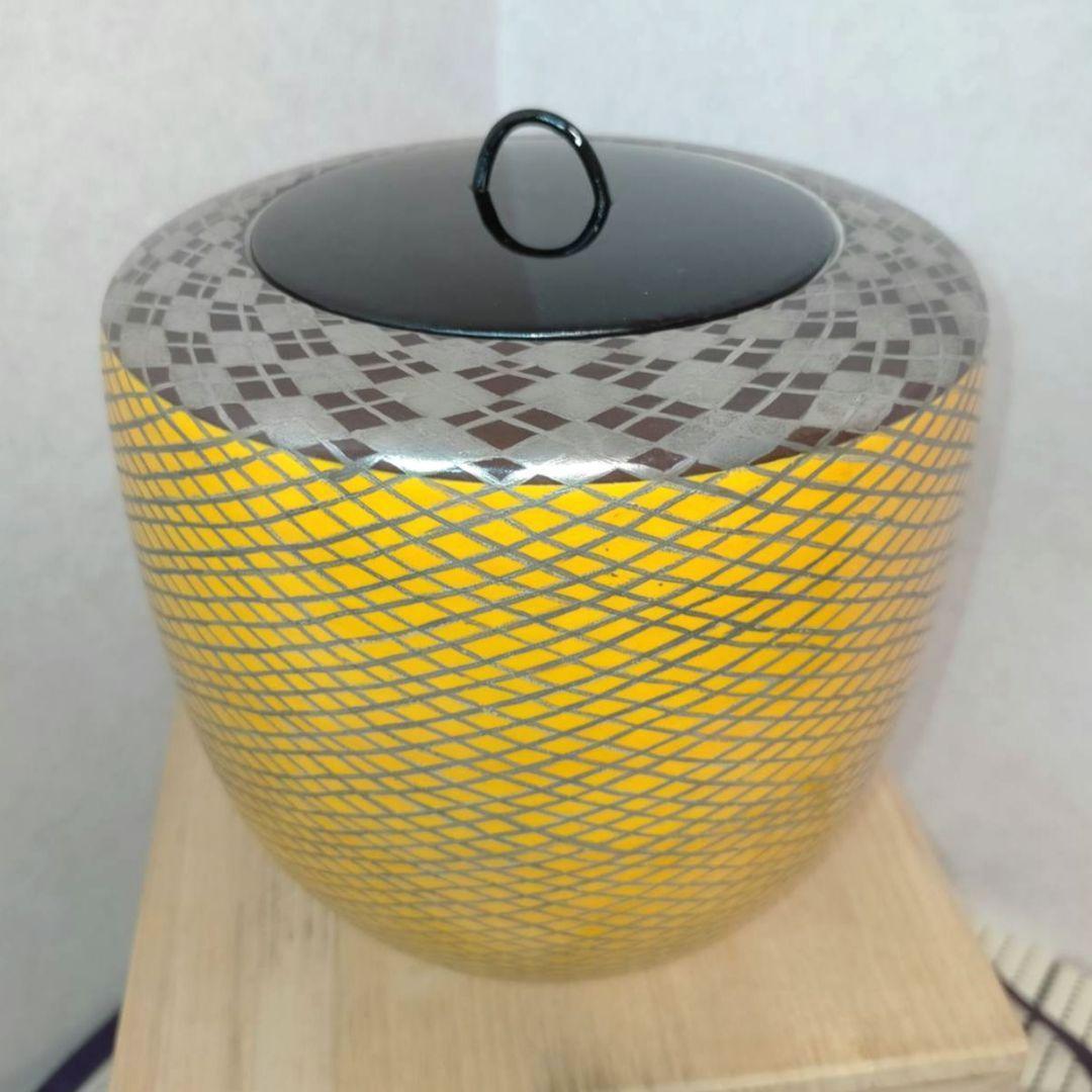 水指 龍峰作 色絵模様の図 共箱 共布 蔵出し 茶道具