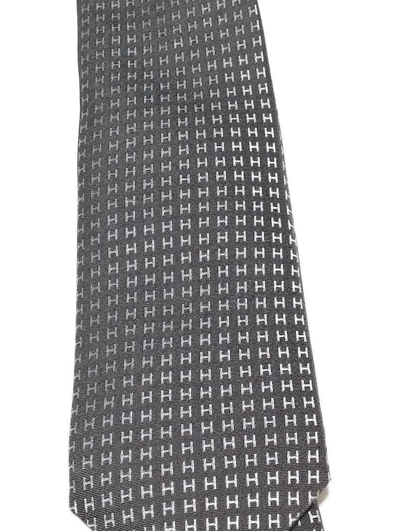 美品 エルメス HERMES ネクタイ 総柄 Hロゴ シルク