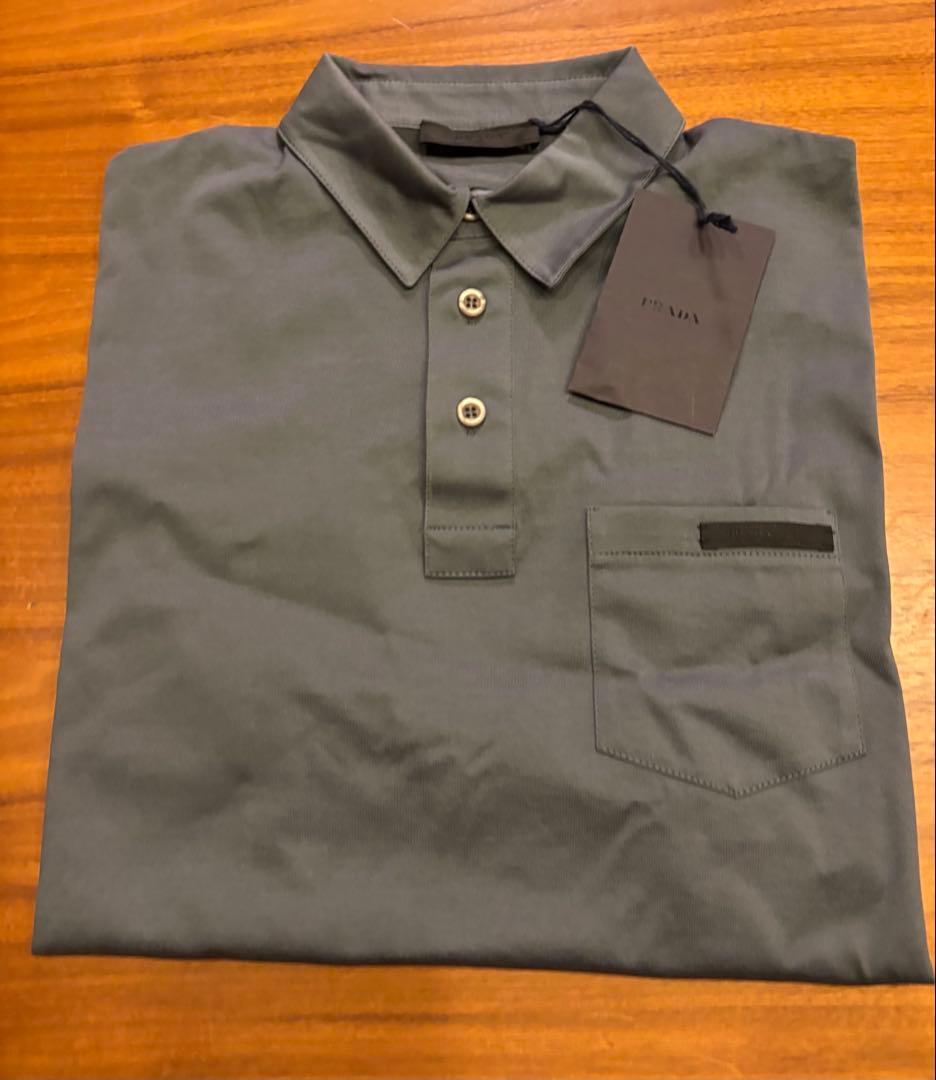PRADA グレー 長袖ポロシャツ 新品タグ付き　MENS