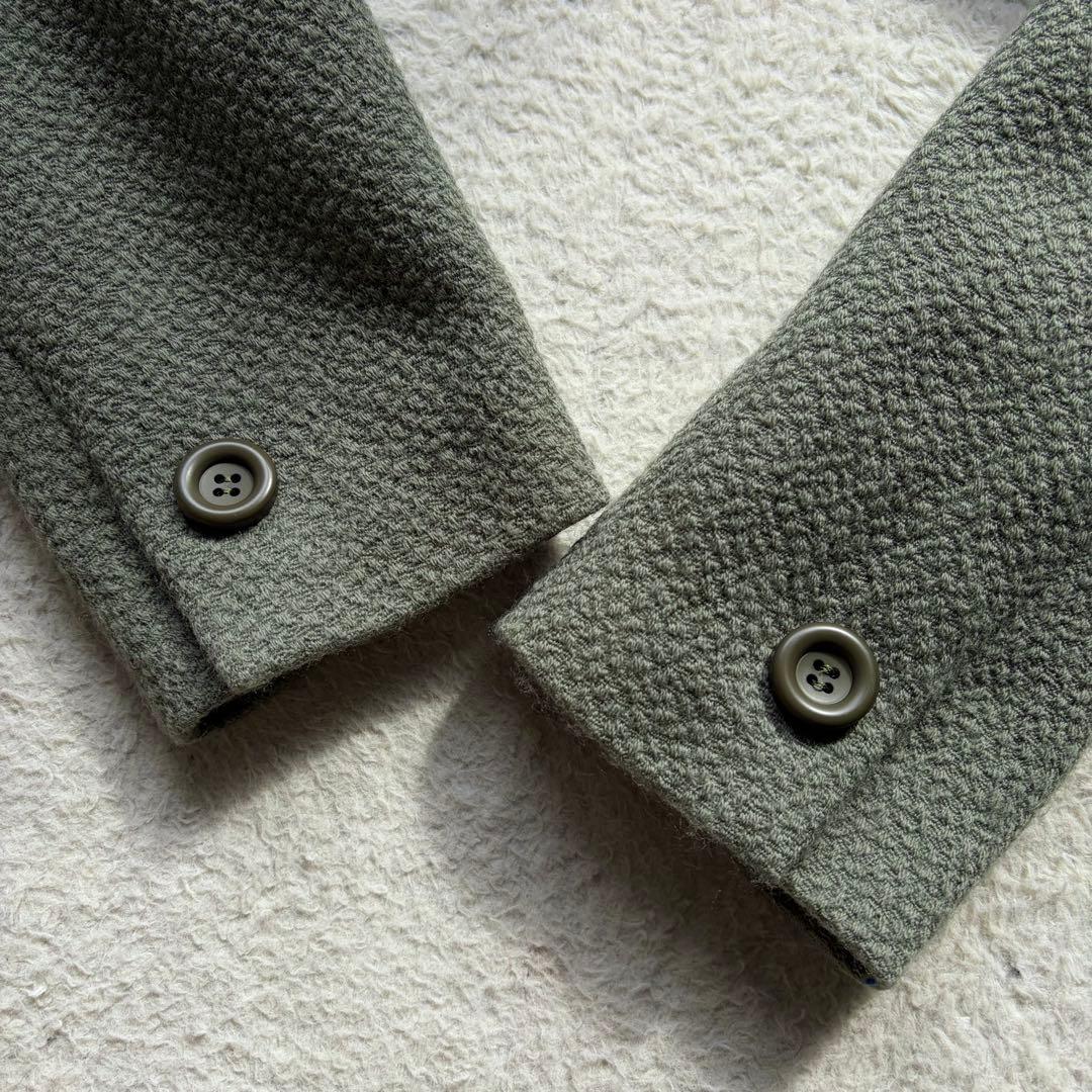 【美品】クリスチャンディオール ノーカラージャケット ウール 1B グリーン系