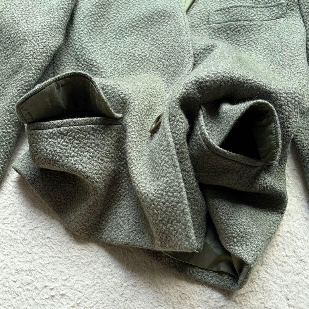 【美品】クリスチャンディオール ノーカラージャケット ウール 1B グリーン系