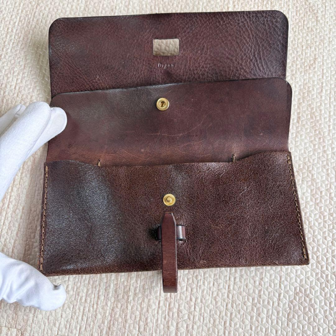 極美品 オルガン organ 一本ベルトの長財布 gs-12 カスターニョ色