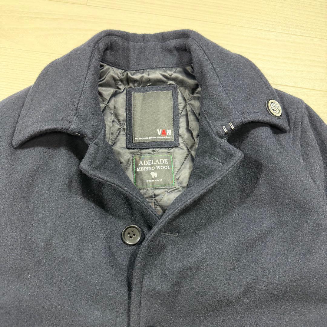 VAN JACKET バッジ付き メルトンウール シングルPコート L