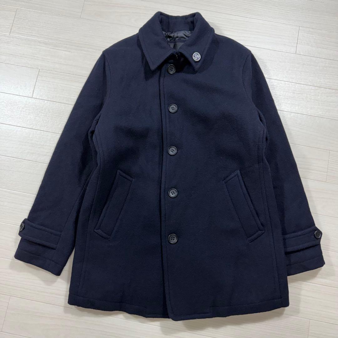 VAN JACKET バッジ付き メルトンウール シングルPコート L