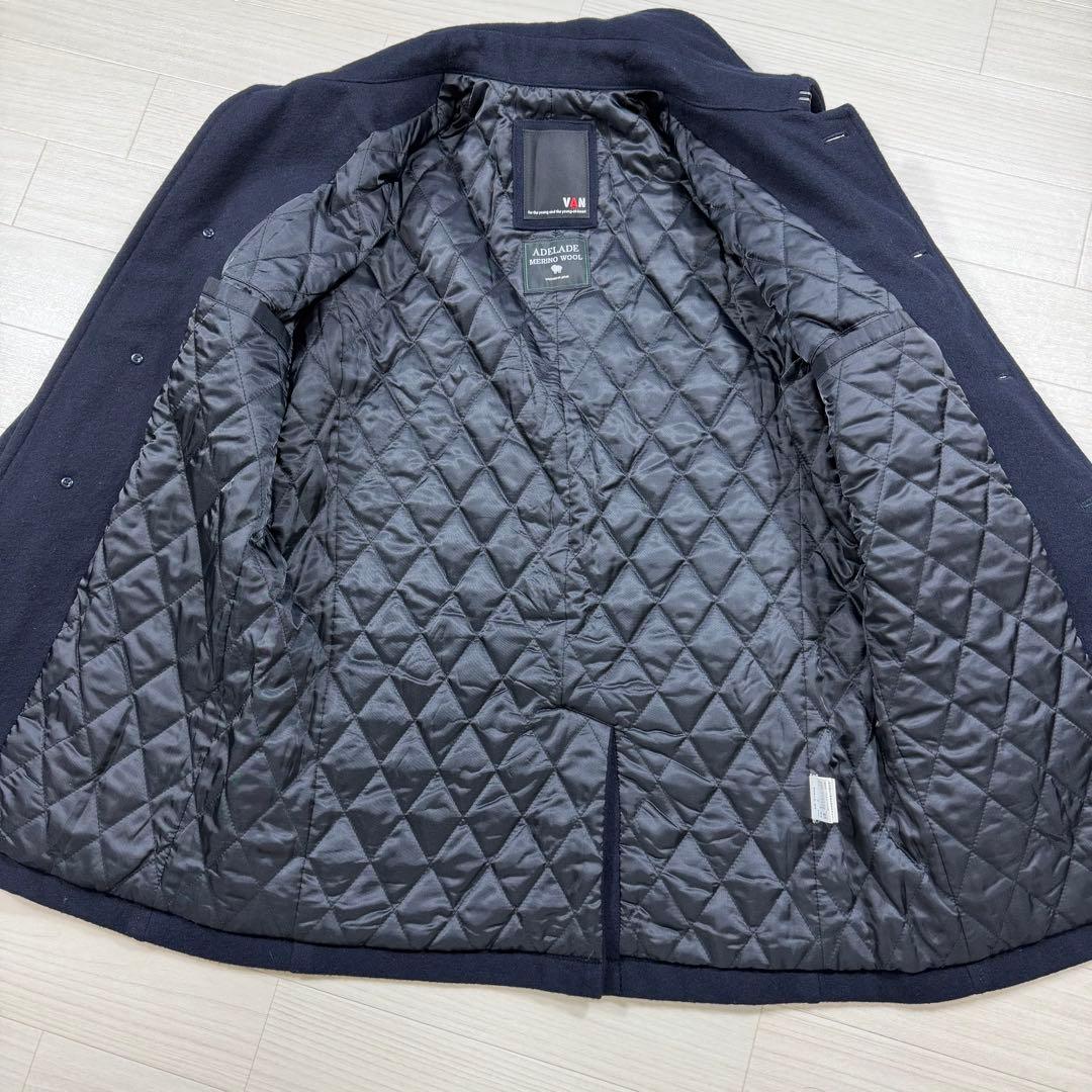 VAN JACKET バッジ付き メルトンウール シングルPコート L