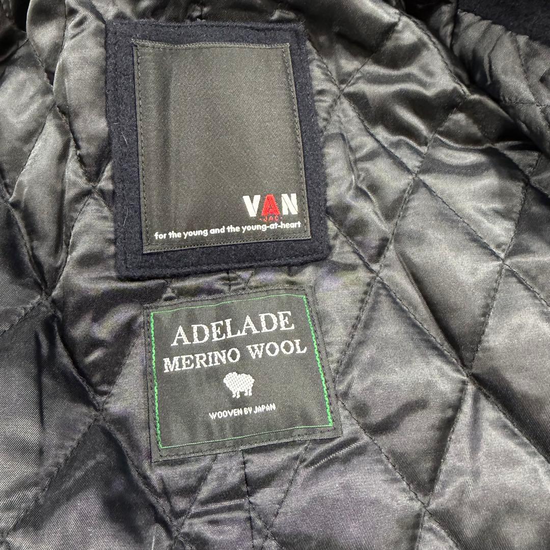 VAN JACKET バッジ付き メルトンウール シングルPコート L
