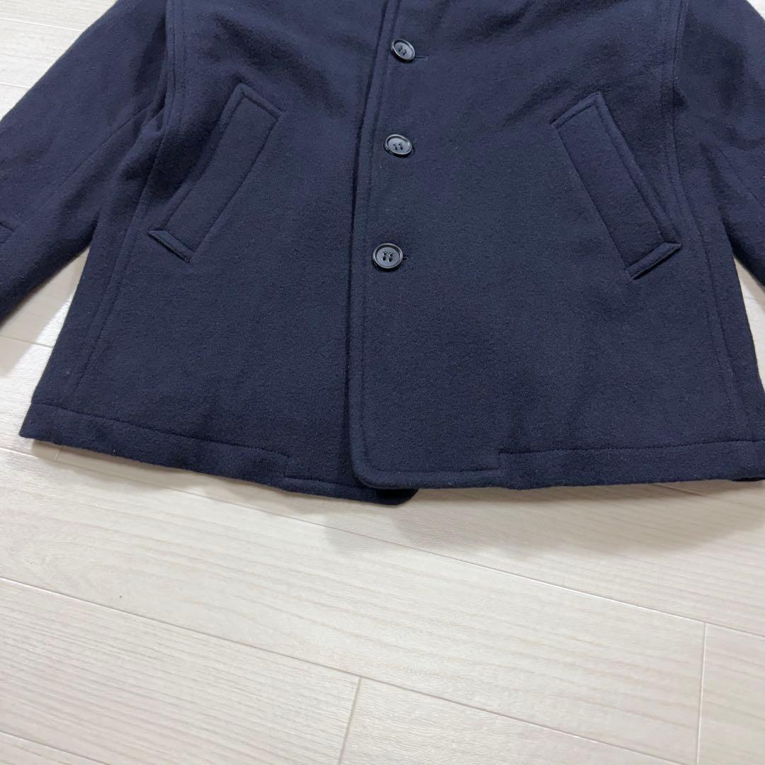 VAN JACKET バッジ付き メルトンウール シングルPコート L