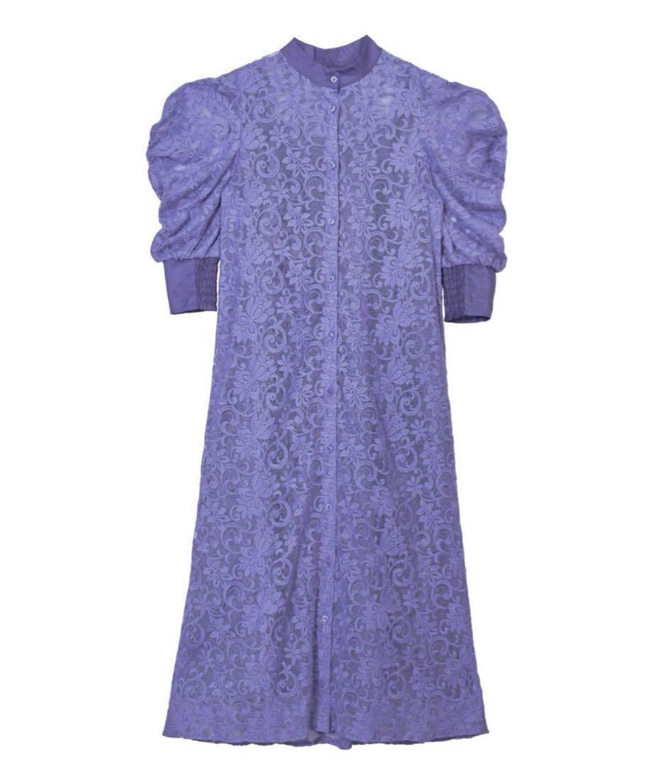 アメリ ドレスDRAPE SLEEVE EMBROIDERY DRESS