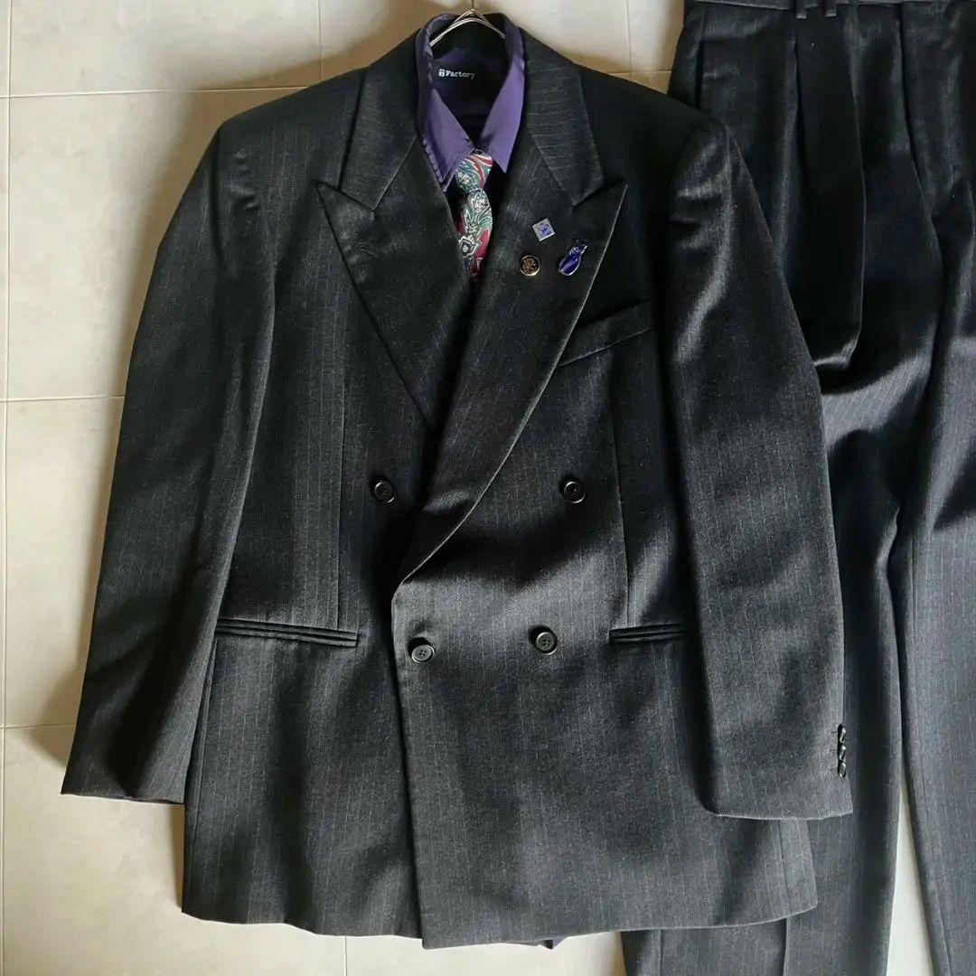 XL 相当豪華5点セット 上質ダブルスーツ シャツ ネクタイ ピンズ付