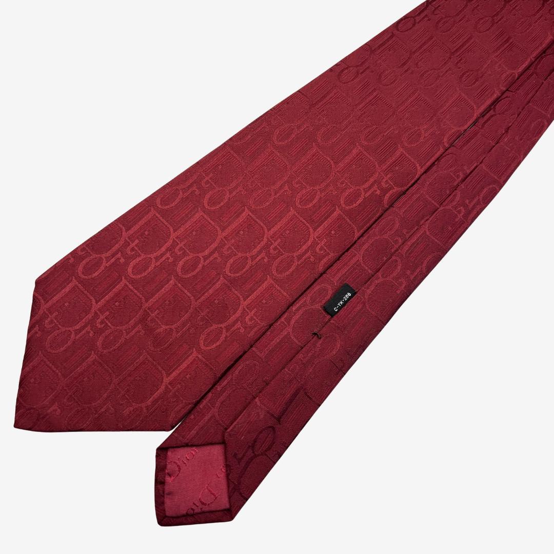 Christian Dior シルクネクタイ ロゴグラム レッド