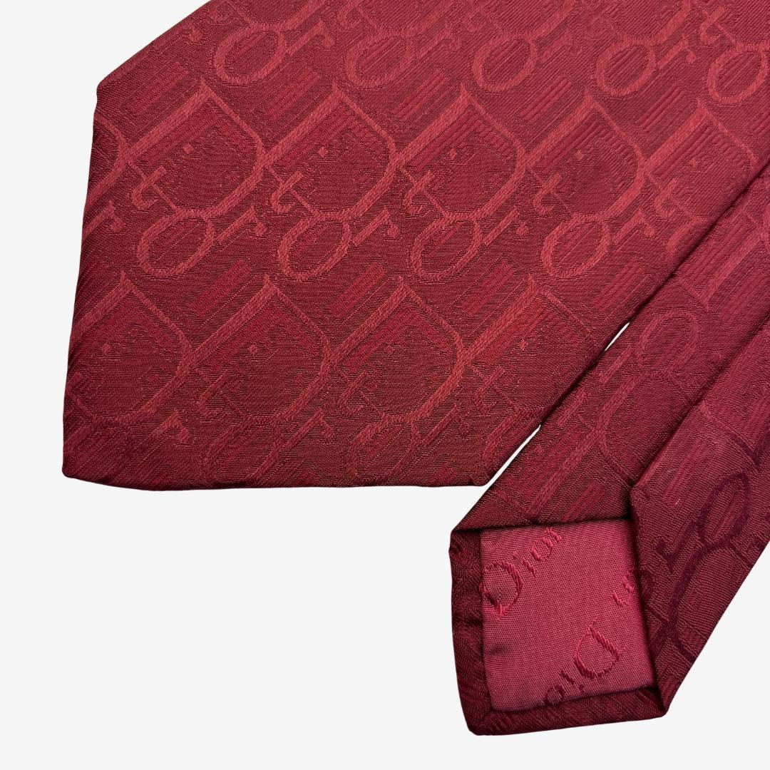 Christian Dior シルクネクタイ ロゴグラム レッド