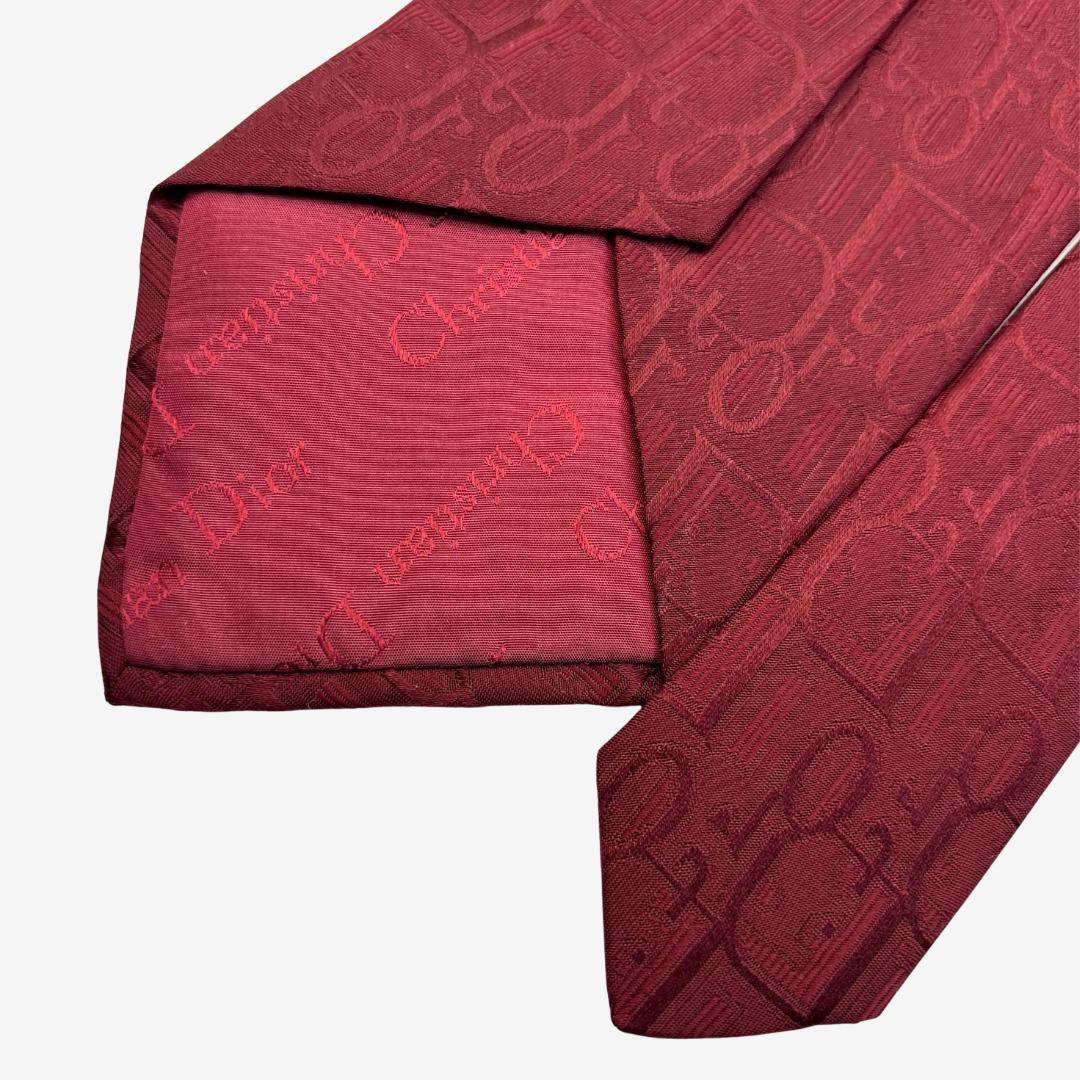 Christian Dior シルクネクタイ ロゴグラム レッド