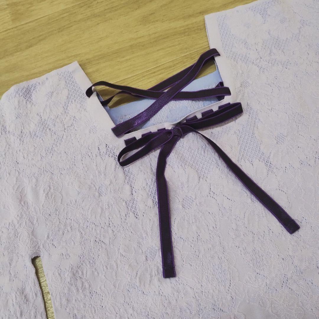 お値下げ！新品　ノーソーイングニット　スクエアネックデザイントップ ライラックM