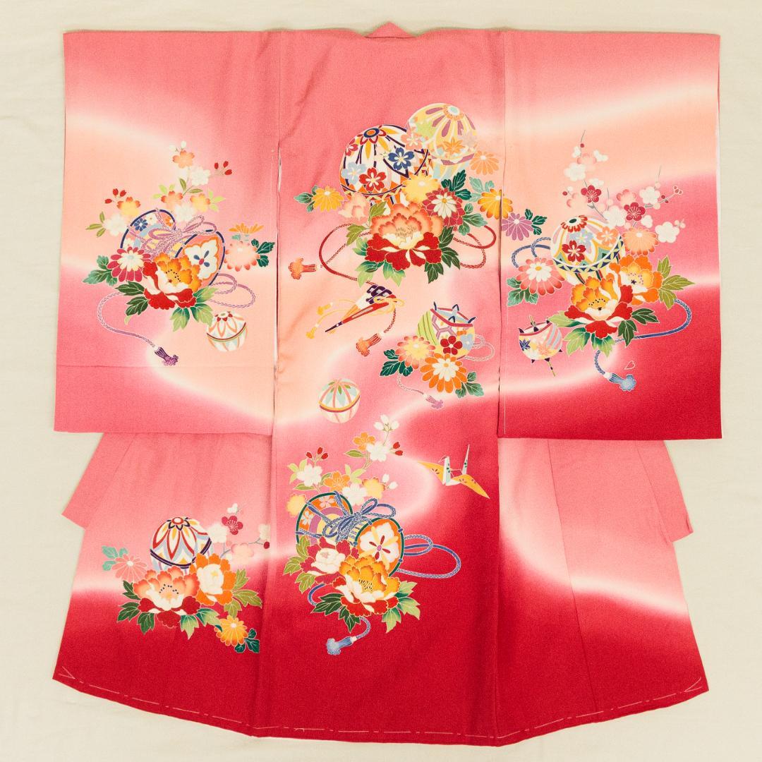 take新品最高級正絹産着京友禅手描き美術祝い四季花毬鼓古典上品遊び道具文