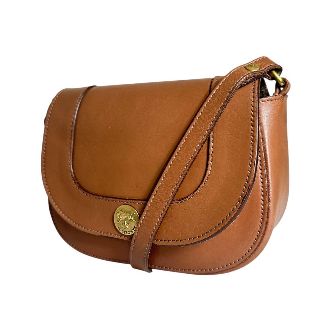 イルビゾンテ　レザー　ショルダーバッグ　キャメル