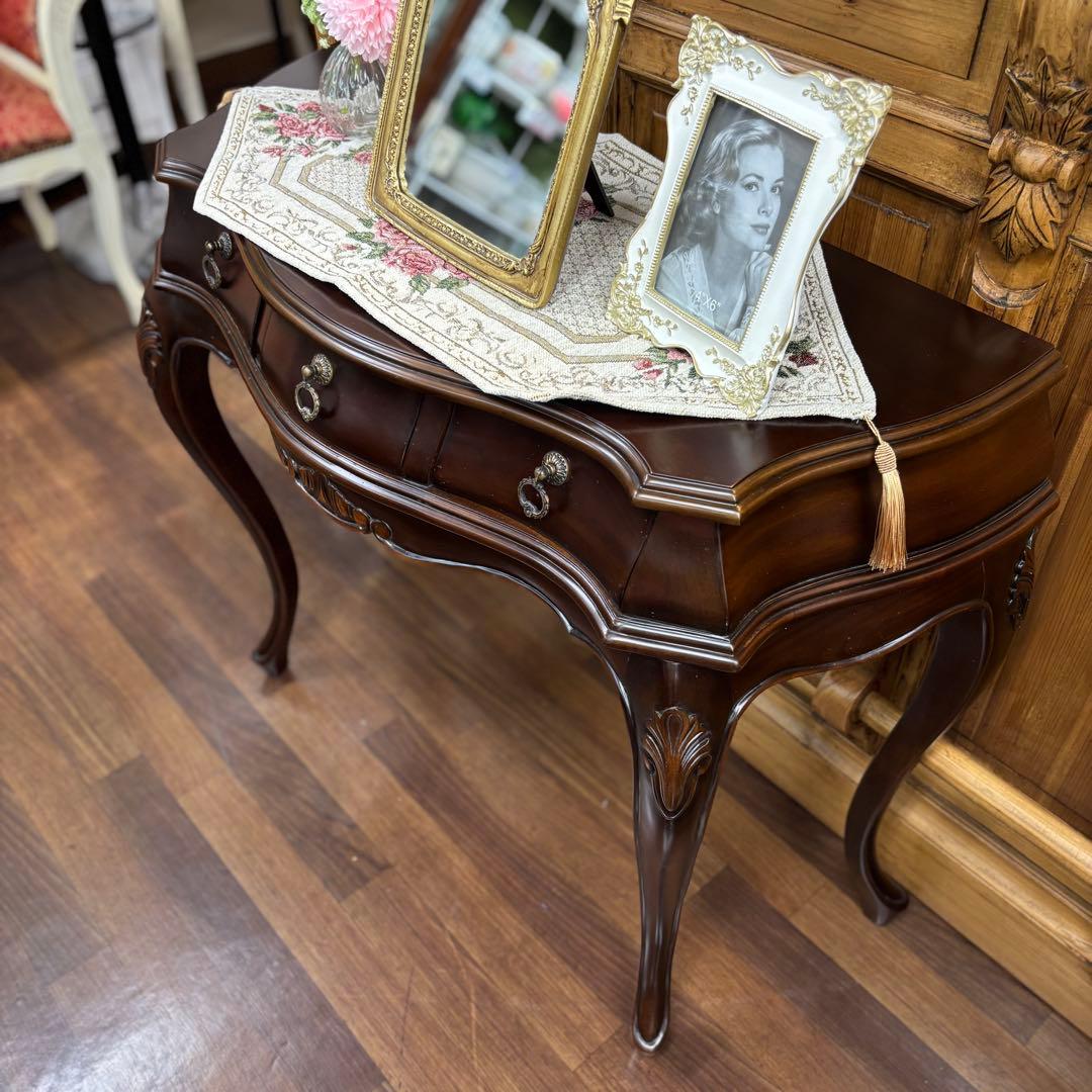 アウトレット特価品 マホガニー コンソール アンティーク調家具 ダークブラウン