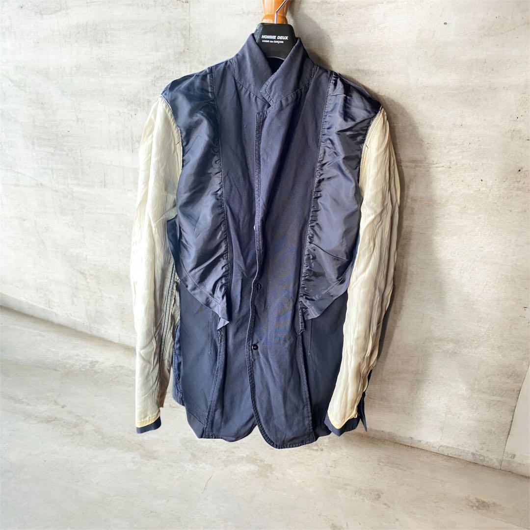 COMME des GARCONS HOMME DEUX紺ポリ縮ジャケット XS