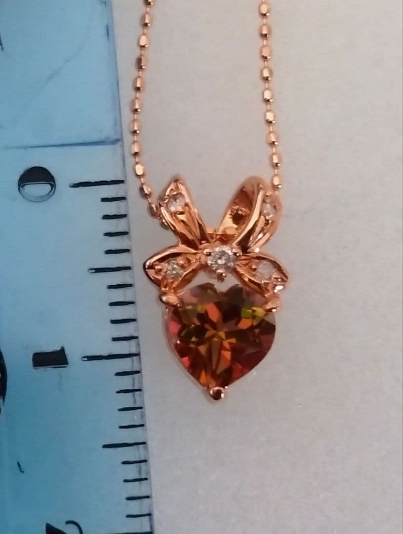 ジュエリーツツミ K10ピンクゴールド ハート型の石ネックレス