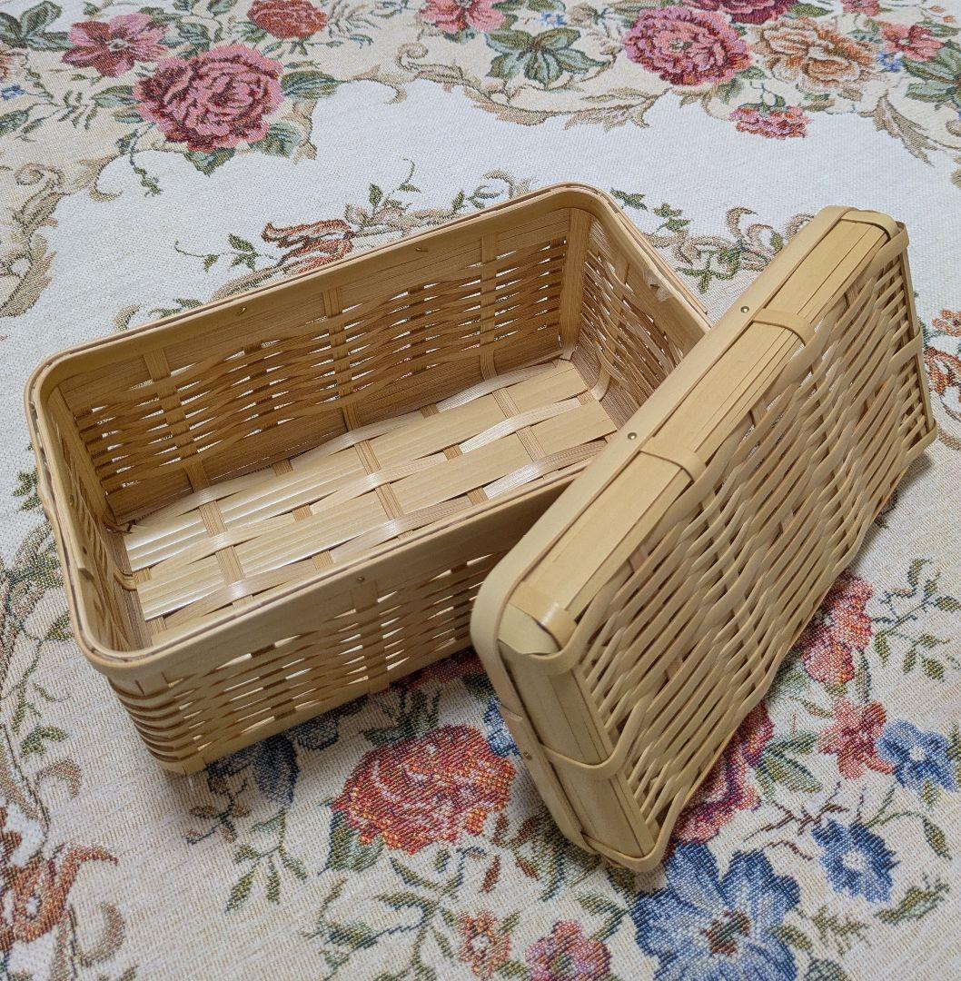 おしろ角物店　竹製 蓋付きバスケット（マスクケース）
