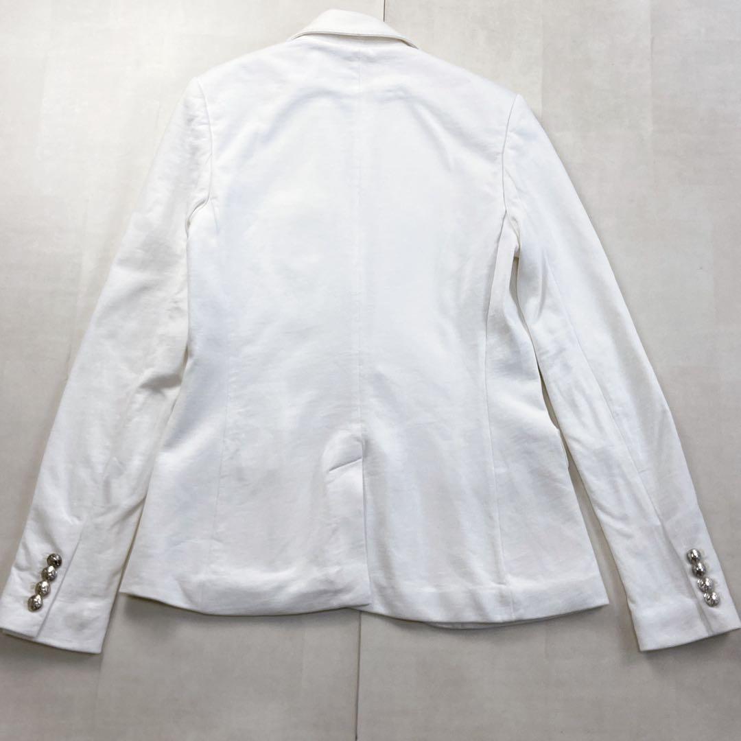 美品 ラルフローレン 白ブレザー 銀ボタン 針金糸 刺繍 エンブレム ジャケット