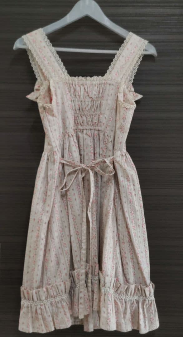 フリルリボン付き花柄ワンピース