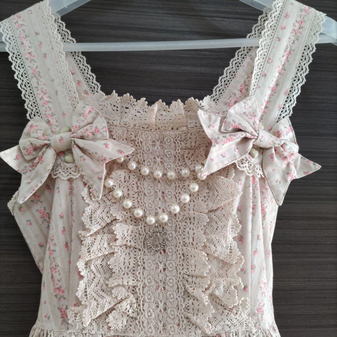 フリルリボン付き花柄ワンピース