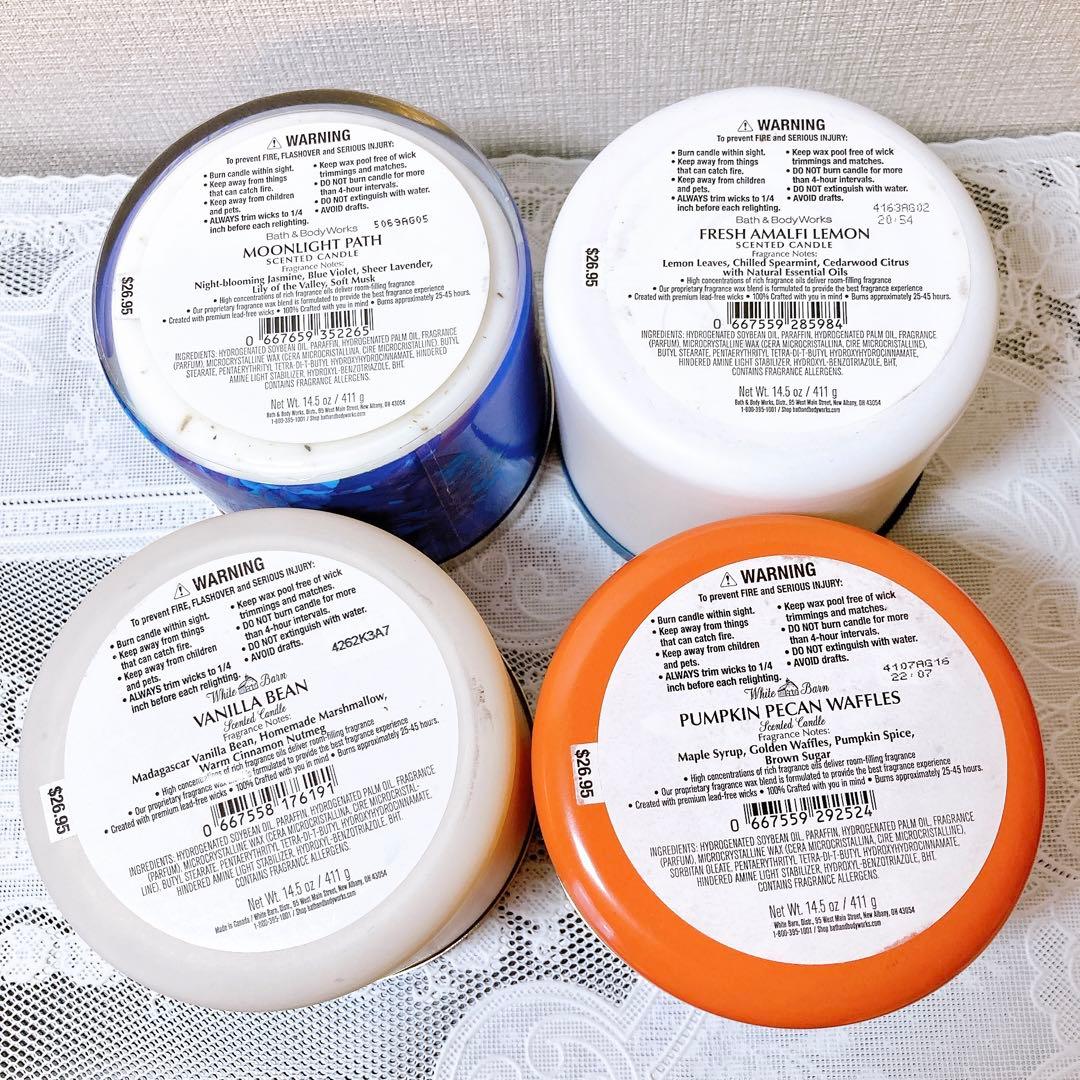 bath&body works 3芯キャンドル 4個